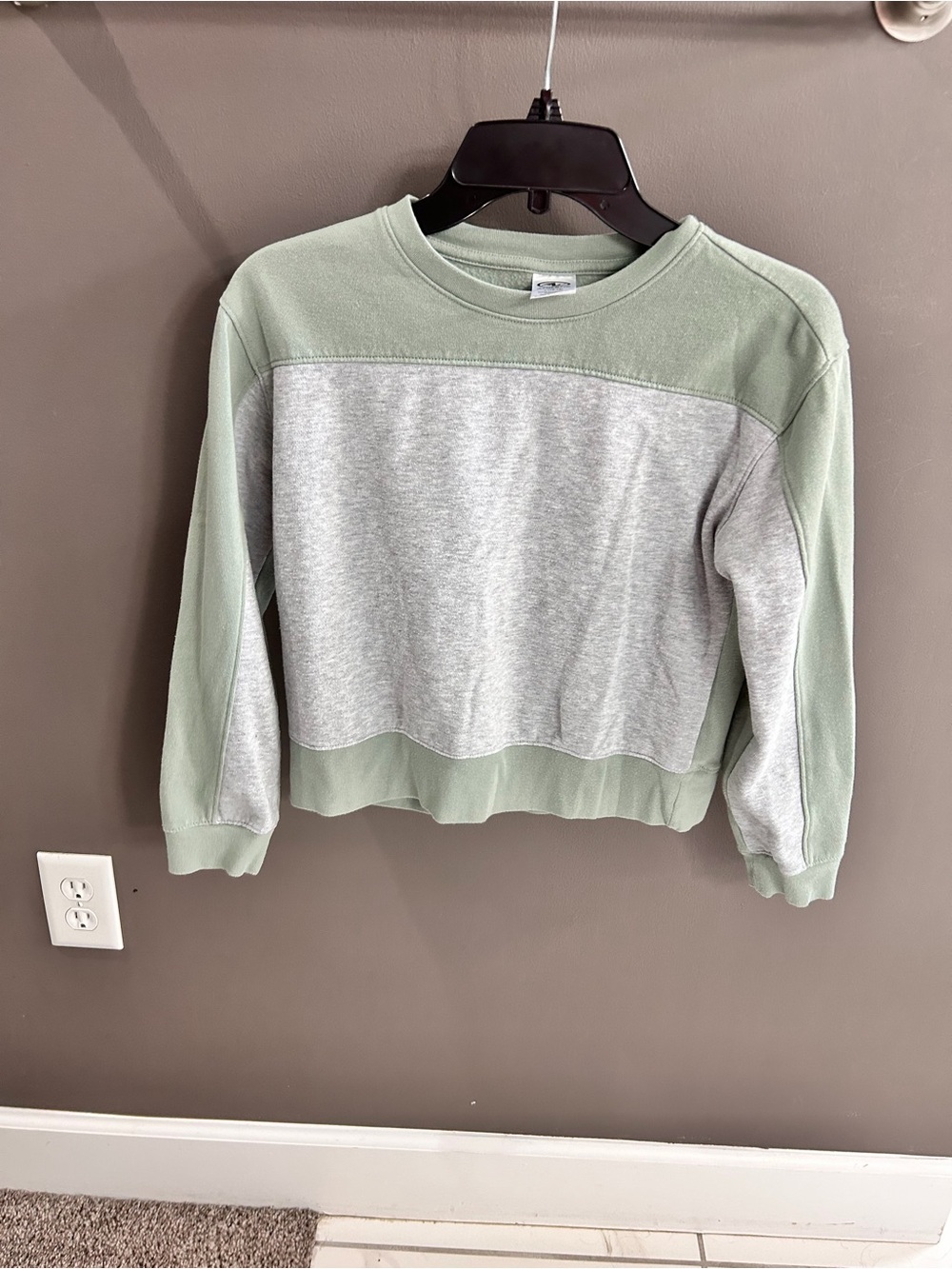 Athletic Works Two-Tone Sage Green and Heather Gray Crewneck Sweater